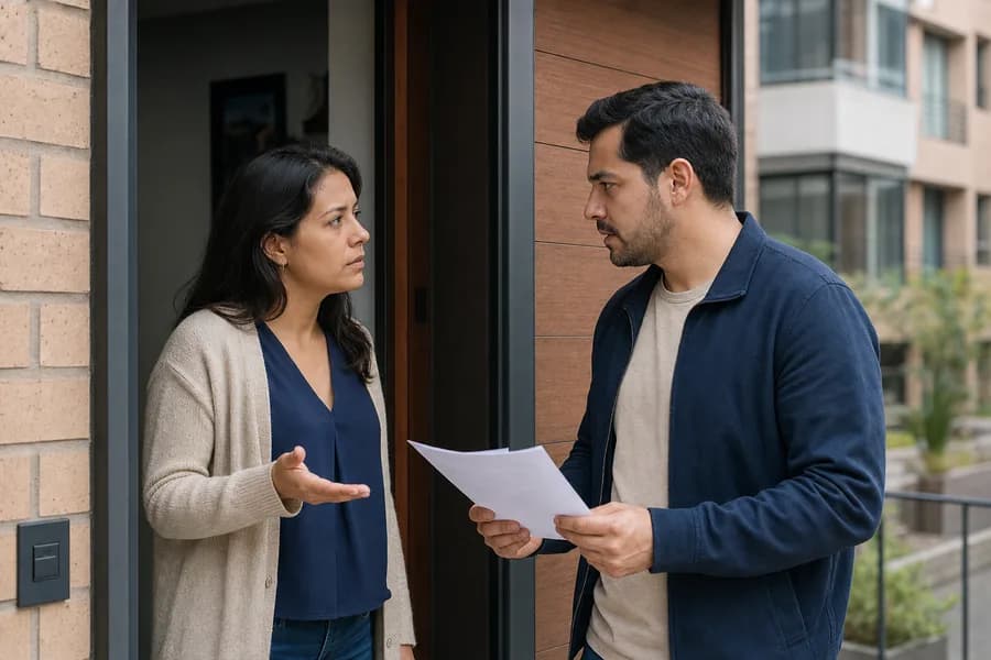 Vecinos conversando sobre un acuerdo civil