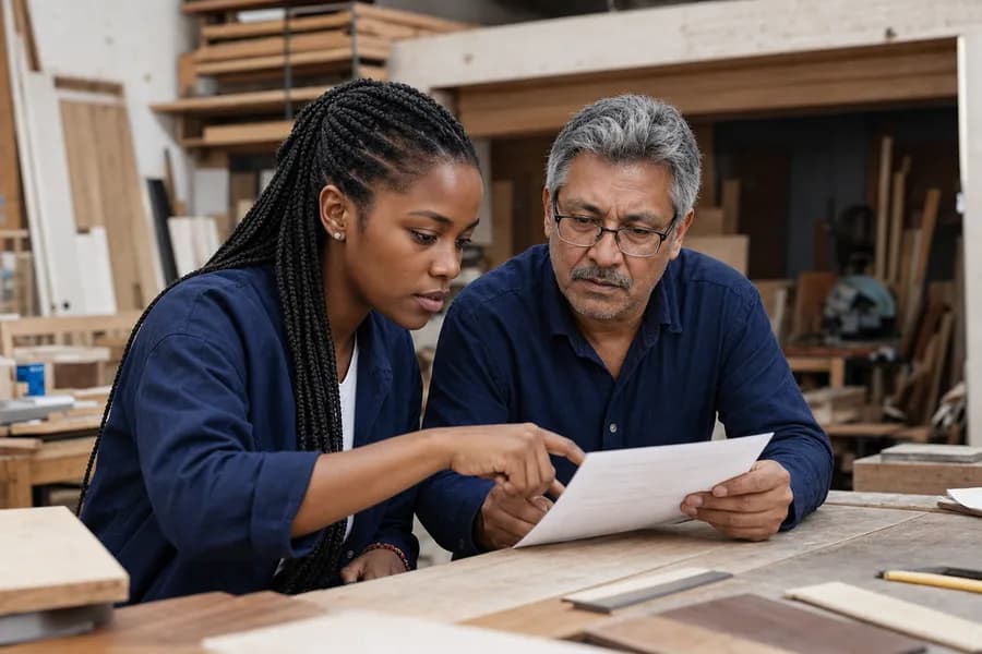 Empresarios revisando un acuerdo comercial