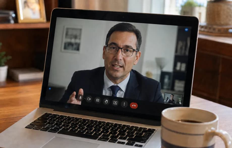 Persona en una videoconsulta legal